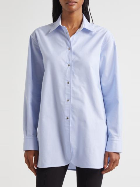 Moncler Moncler Cotton Oxford Snap-Up Shirt in Cool Blue at Nordstrom