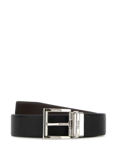 Prada Prada Men Black Leather Reversible Belt