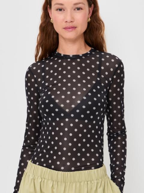GANNI Printed Sheer Jersey Long Sleeve