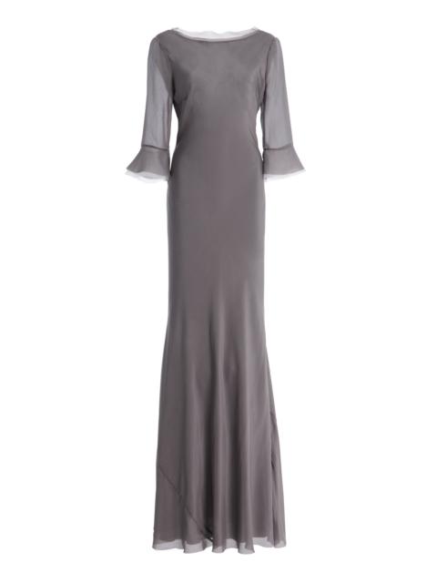 STAUD Marais Silk Maxi Dress grey