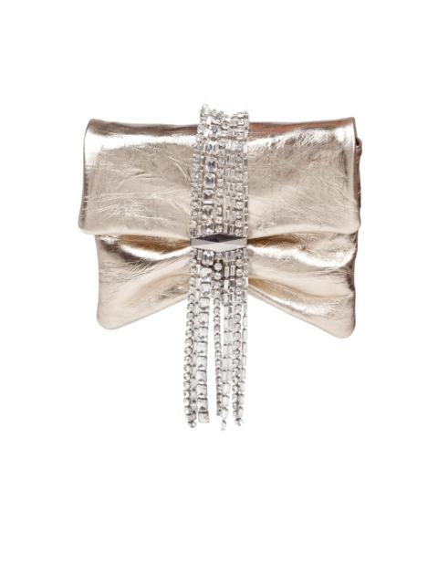 JIMMY CHOO Jimmy Choo Zandra Clutch Bag In Metallic Leather With Platinum Color
