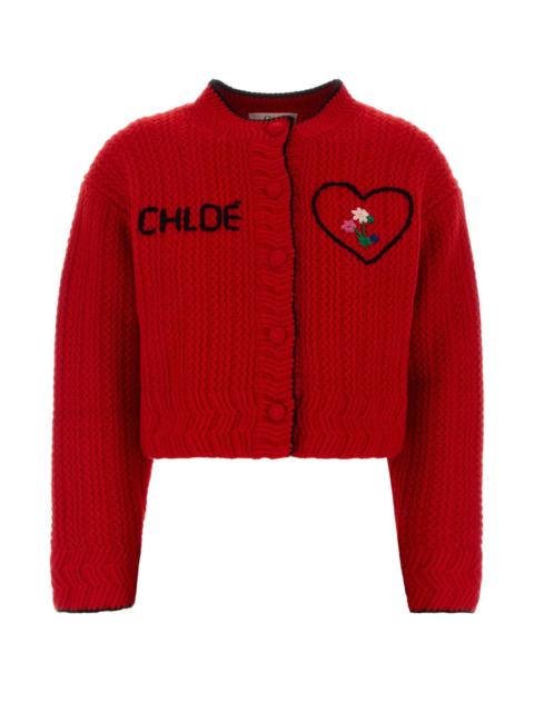 Chloé Chloe Women Red Wool Blend Cardigan