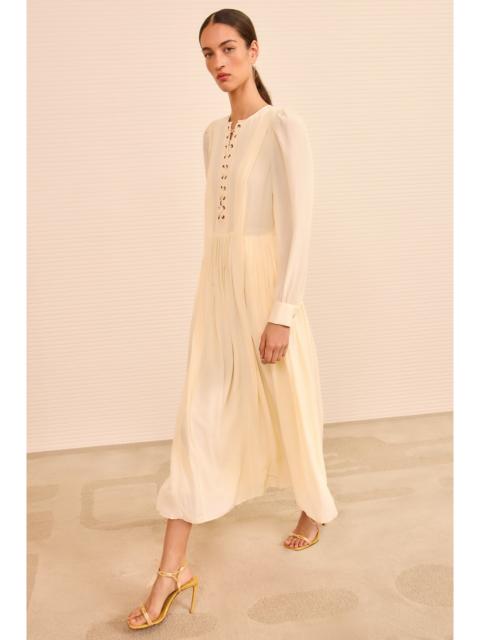 ULLA JOHNSON Veria LS Lace Front Midi Dress