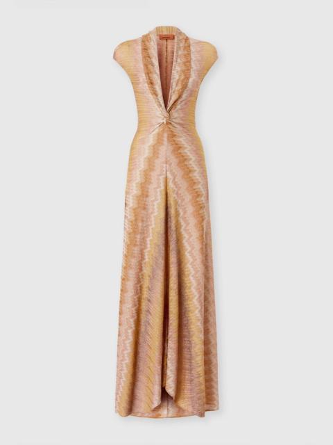 Missoni Viscose Lamé Snake-Pattern Gown with Tie Neckline
