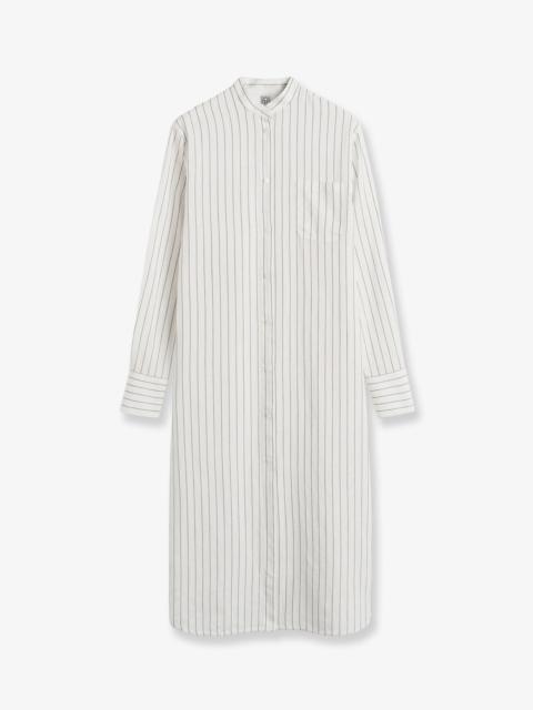 TOTEME Toteme Striped Viscose Silk Cotton Dress White