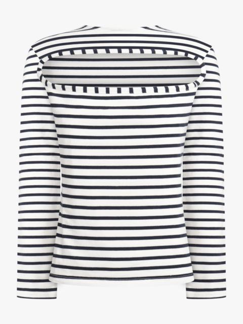 A.W.A.K.E. MODE STRIPE CUTOUT FRONT L/S TOP | NAVY/WHITE