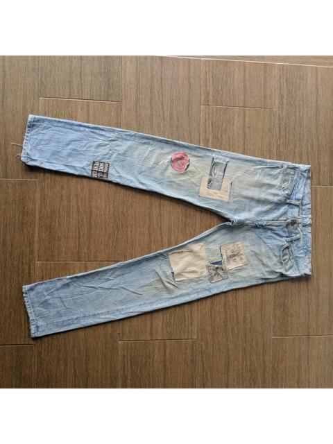 Other Designers Distressed Denim - Anti Clock Patchwork Light Wash Denim Distressed Jeans Pants