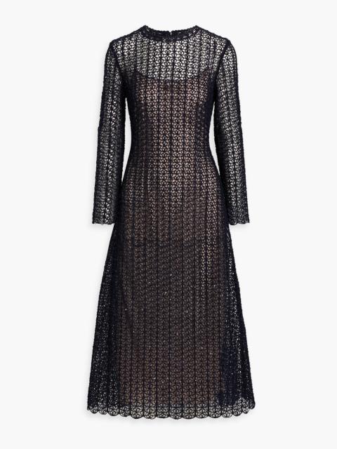 Oscar de la Renta Crocheted cotton and silk-blend midi dress