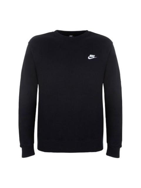 Nike Men's Nike Sportswear Club Crew FT Casual Sports Round Neck Pullover Long Sleeves Black BV2666-010