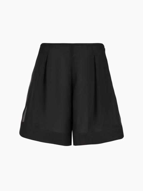 EMPORIO ARMANI Moon Capsule collection silk organza shorts with godet pleats