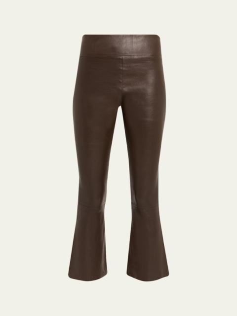 SPRWMN High-Waist Flare-Leg Cropped Leather Leggings
