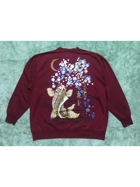 Other Designers Japanese Brand - JAPANESE SUKAJAN KOI FISH SAKURA CREWNECK SWEATSHIRT