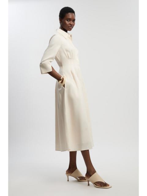 KAREN MILLEN Petite Tailored Linen Darted Waist Midi Dress