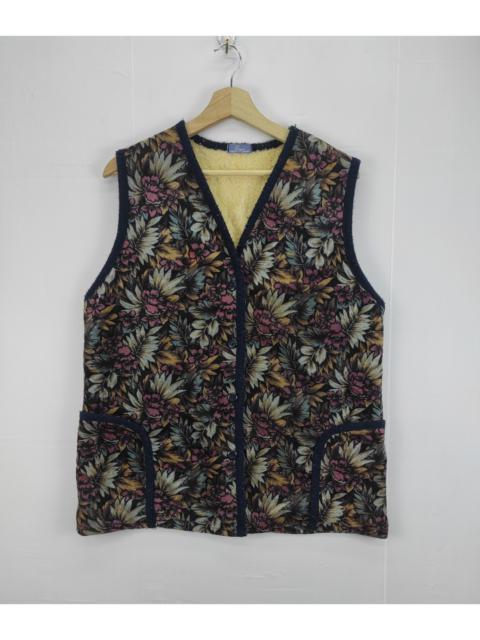 Other Designers Vintage - Vintage Flower Pattern All Print Vest Women Button Up