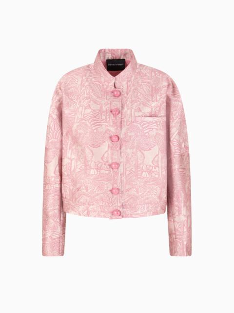 EMPORIO ARMANI ALL-OVER JACQUARD JACKET WITH GURU COLLAR