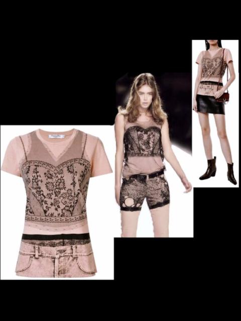 Dior Vintage CHRISTIAN DIOR x John Galliano Tromp L'Oeil Print T Shirt 2006 S/S