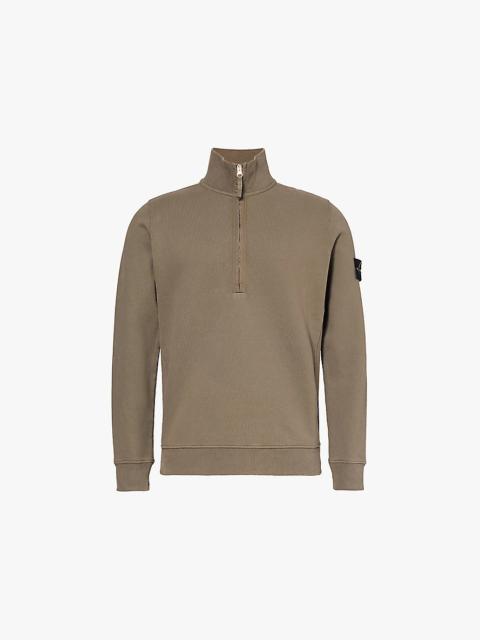 Brand-badge half-zip cotton-jersey sweatshirt