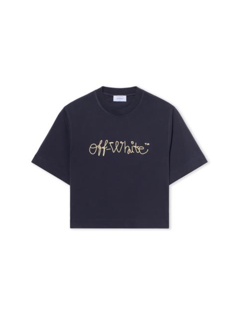 Off-White Embroidered Script Logo Crop Logo Tee