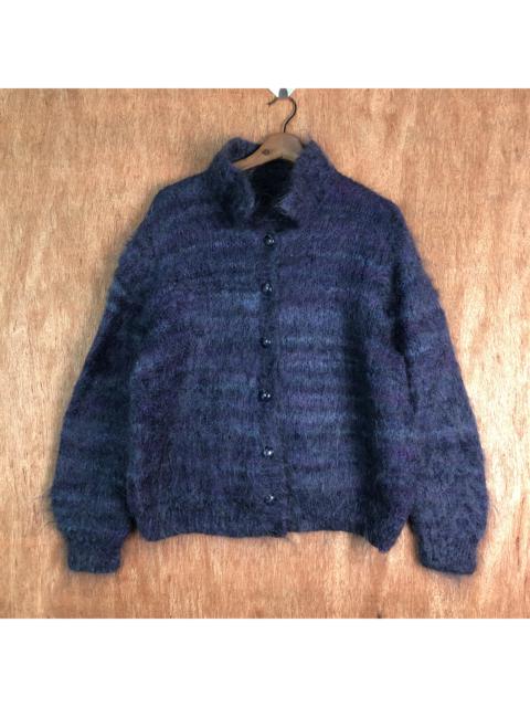Other Designers Homespun Knitwear - Faux Fur & Fur Line Pattern Mohair Knit Cardigan