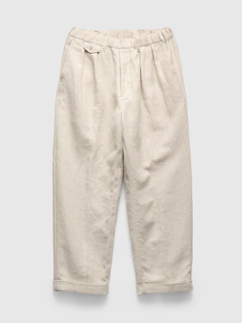 BEAMS PLUS 2-Pleats Cotton Linen Relax Trousers in Off White
