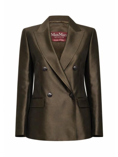 Max Mara Studio Max Mara Studio Women Khaki Green Silk Blend Shantung Mstpeccati Blazer