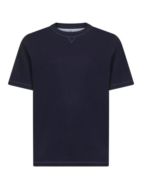 Brunello Cucinelli Brunello Cucinelli Men Blue Solomeo Crest Crewneck T-Shirt