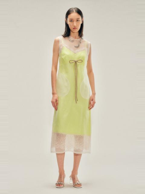 Simone Rocha Embellished Sheer Frayed Contour Dart Dress