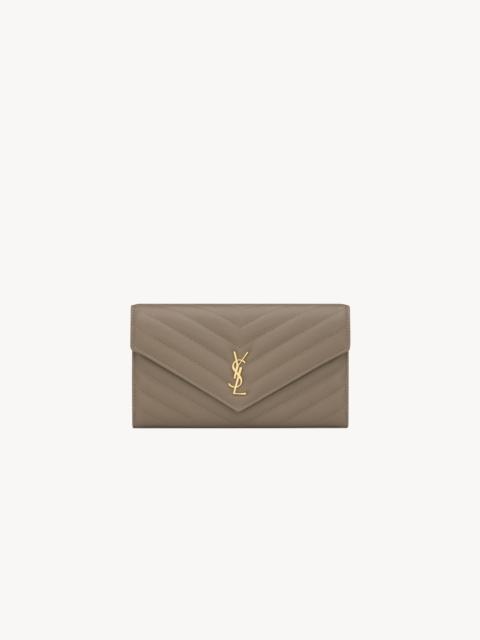 SAINT LAURENT CASSANDRE LARGE FLAP WALLET IN GRAIN DE POUDRE LEATHER