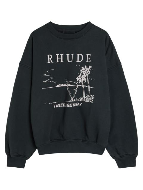 Rhude Rhude I Need A Getaway Printed Cotton Sweatshirt