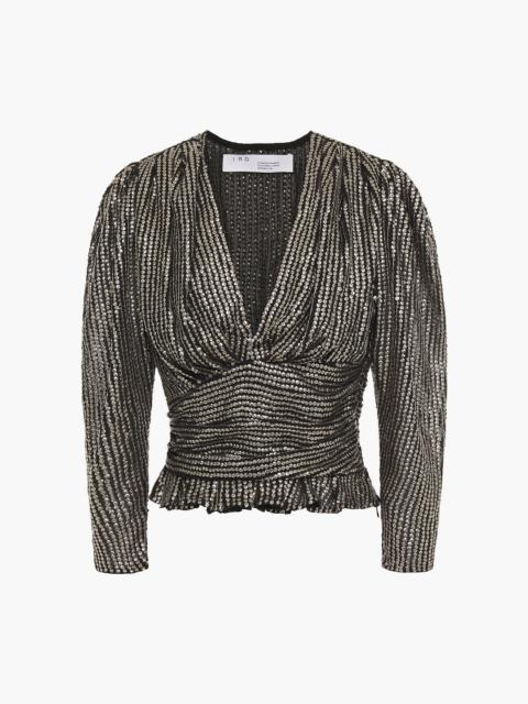 Other Designers Ciota ruched sequined georgette top