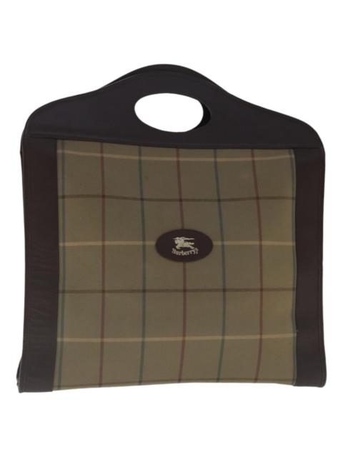 Burberry Nova Check Hand Bag Canvas Leather Brown