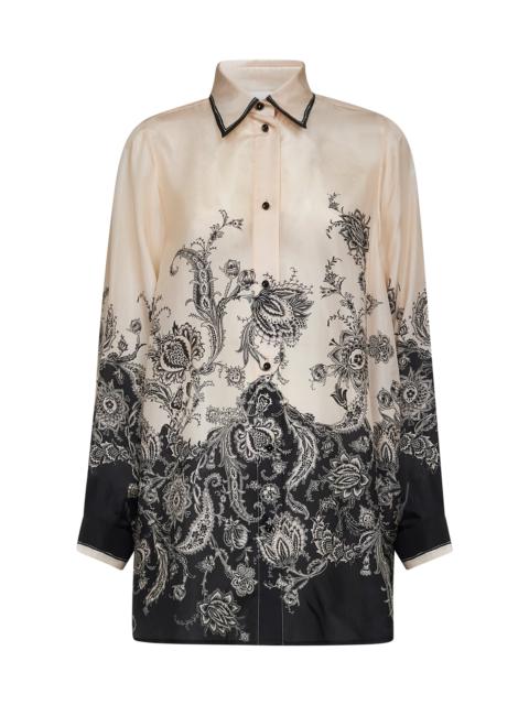 Zimmermann Cream and black floral habotai silk Rhiannon shirt