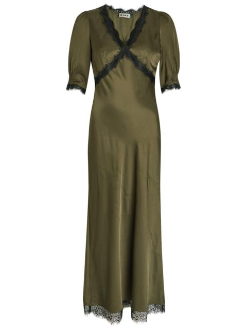 RIXO Rixo Annina Lace-embellished Satin Midi Dress