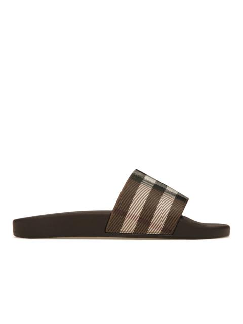Burberry Burberry Check Print Slides Dark Birch Brown