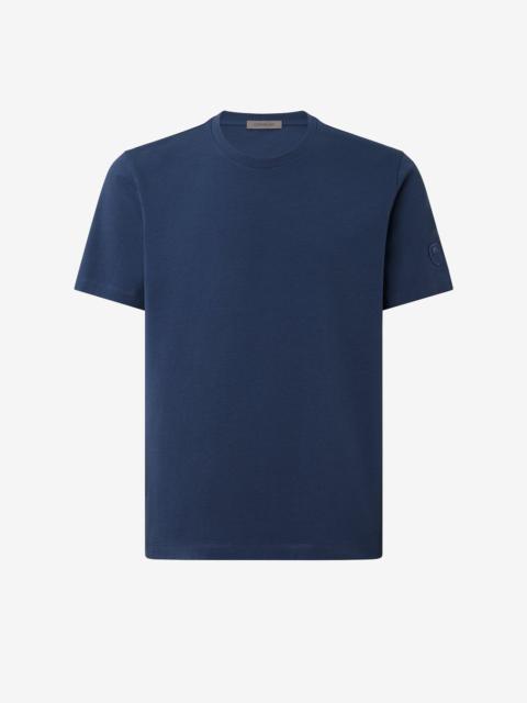 CORNELIANI Blue crew neck stretch cotton jersey t-shirt