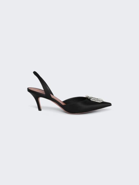 Amina Muaddi Camelia Satin Slingback Pumps Black