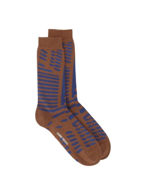 HENRIK VIBSKOV MURPH SOCKS HOMME - BROWN BLUE STRIPES