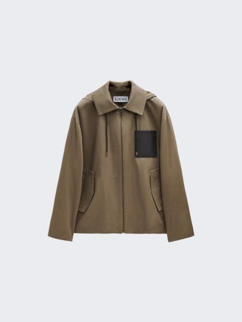 Loewe Hooded Cotton Jacket Khaki Brown