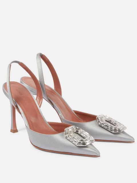 Camelia 90 satin slingback pumps