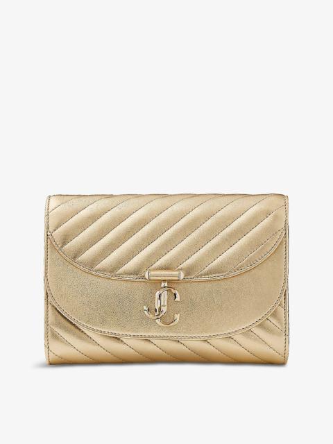 Avenue Curve Metallic-Leather Clutch Bag