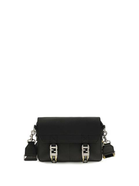 FENDI Fendi Flow Romano Leather Crossbody Bag Nero