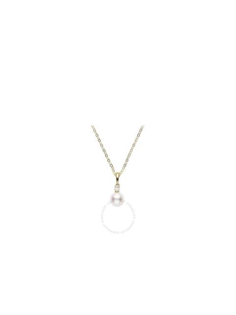 MIKIMOTO Mikimoto Everyday Essentials 18K Yellow Gold 6-6.5mm A+ Akoya Pearl and Diamond Pendant - PPS602DK