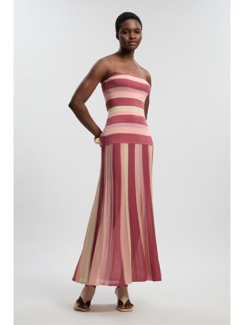 KAREN MILLEN Striped Bardot Knit Maxi Dress