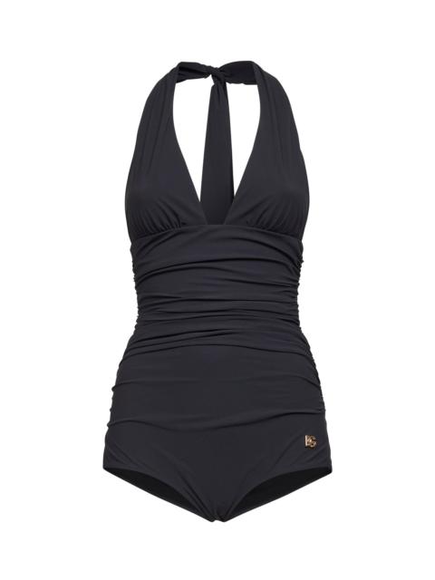 Dolce & Gabbana Dolce & Gabbana Women Black Sensitive Fabric Draped One-Piece Swimsuit