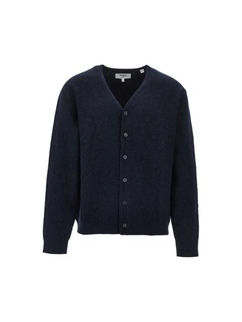 Wax London Wax London Alban Jacquard Knit Cardigan Navy Black