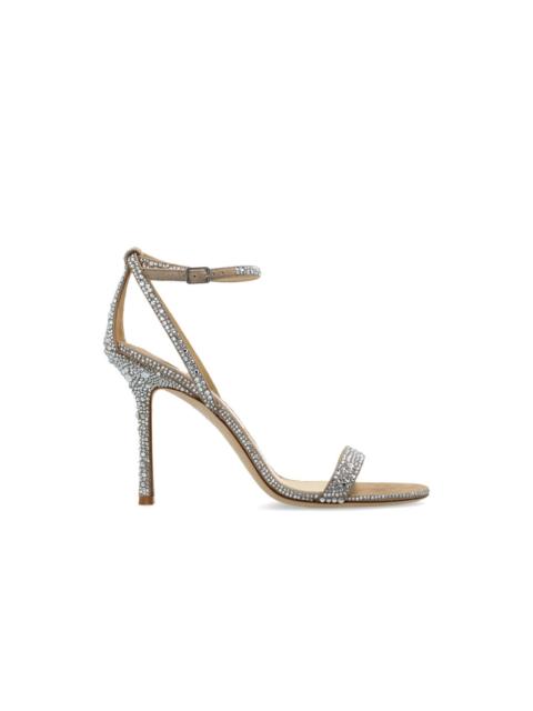 JIMMY CHOO JIMMY CHOO Moza 100mm Silver Crystal Sandals New & Authentic