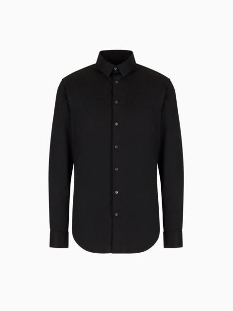 GIORGIO ARMANI Plain-knit cotton interlock shirt