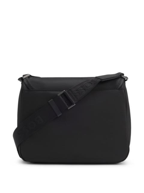 BOSS TWILL CROSSBODY BAG WITH DOUBLE B MONOGRAM