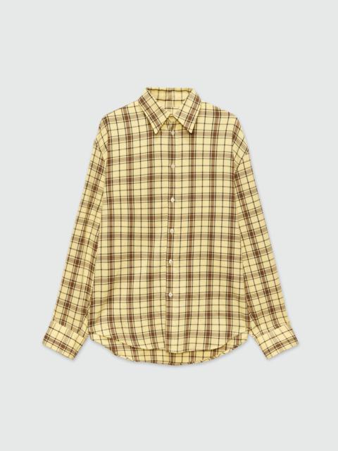 MSGM Yellow viscose shirt with check pattern