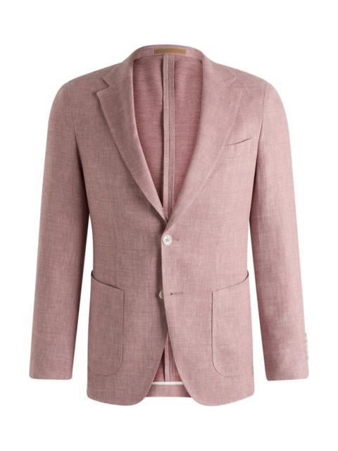 BOSS SLIM-FIT BLAZER IN LINEN, WOOL, SILK AND STRETCH
